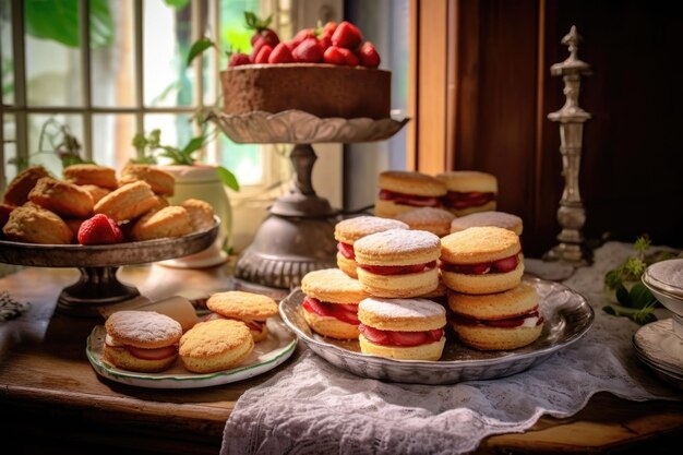 Biscuitos recién horneados en exhibición creados con IA generativa