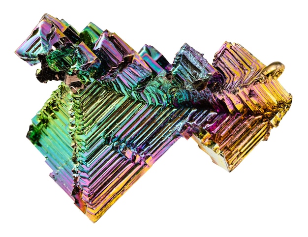 Bismuth-Treppenkristall mit iriserenden Farben
