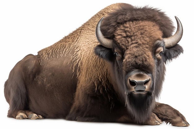 Bison_buffalo_isolated_on_white_background_cutout_ultra