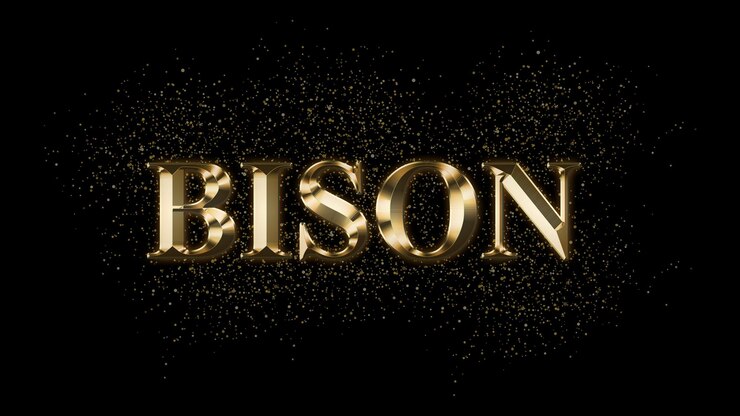 Foto bison efecto de texto de oro texto de oro con chispas texto chapado en oro efecto de texto nombre del animal
