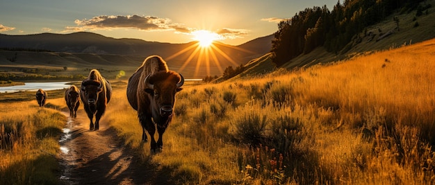 Bison en el estandarte salvaje IA generativa