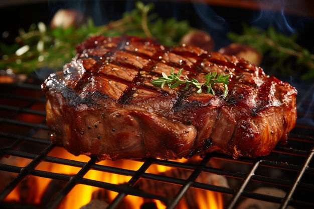 bistec de carne australiana en la parrilla de carbón