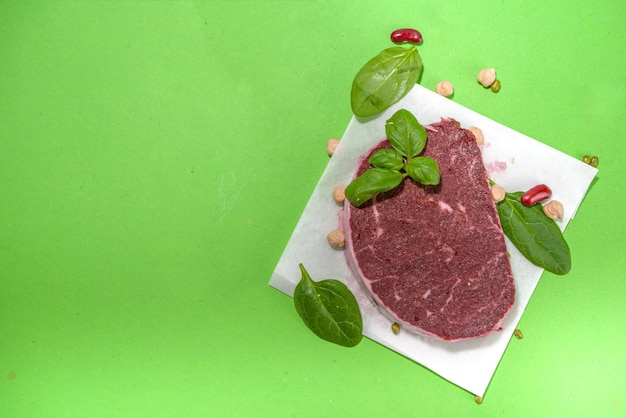 Bistec de carne cultivada en laboratorio o a base de plantas