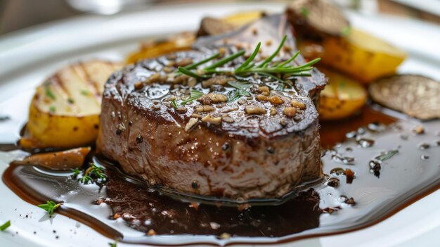 bistec de Chateaubriand con foie gras y trufa plato francés