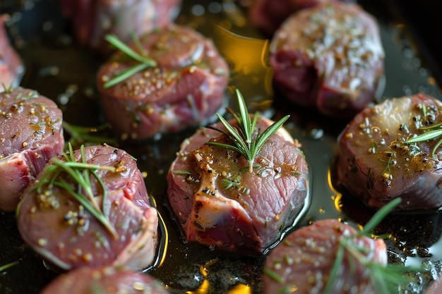 Foto bistec de lomo de cordero o ternero fresco listo para cocinar