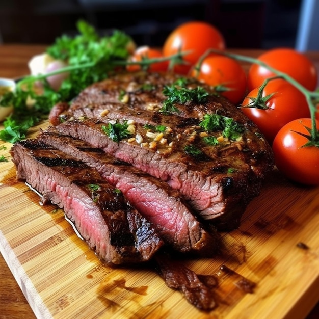 El bistec con mejor aspecto del mundo entero, está perfectamente sazonado y tiene una salsa deliciosa.