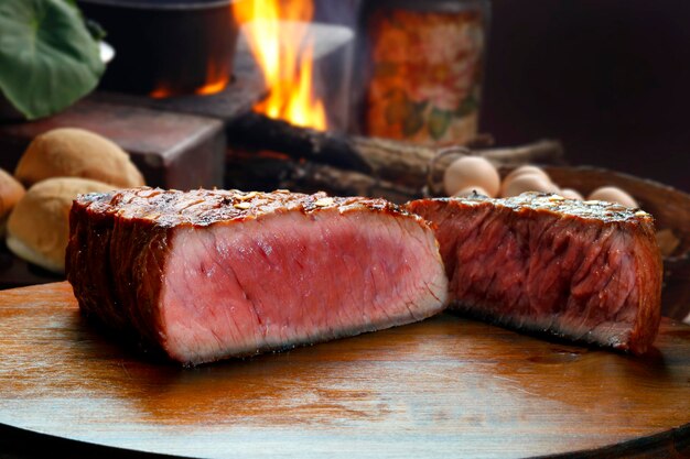 bistec a la parrilla en rodajas