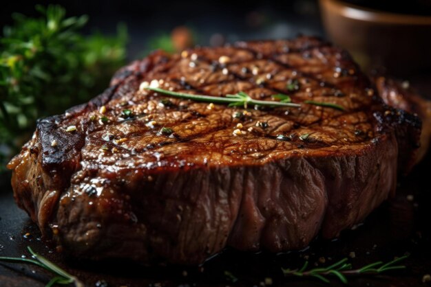 Bistec a la parrilla en una tabla para cortar