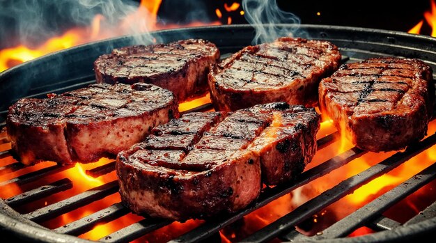 bistecs a la parrilla en la barbacoa