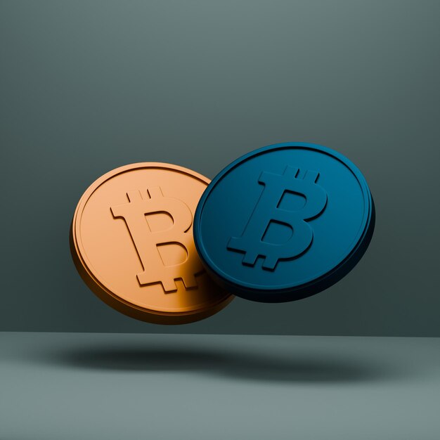 Bitcoin 3D Render tiene colores caros