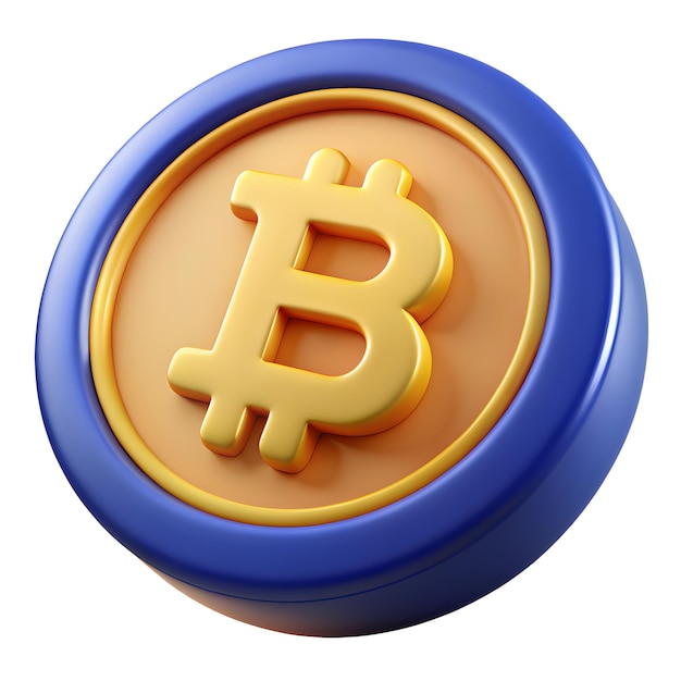 Bitcoin 3D-Symbol 3D-Rendering-Stil Bitcoin isoliert auf weißem Hintergrund