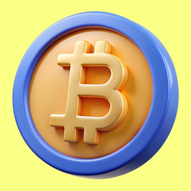 Bitcoin 3D-Symbol 3D-Rendering-Stil Bitcoin isoliert auf weißem Hintergrund