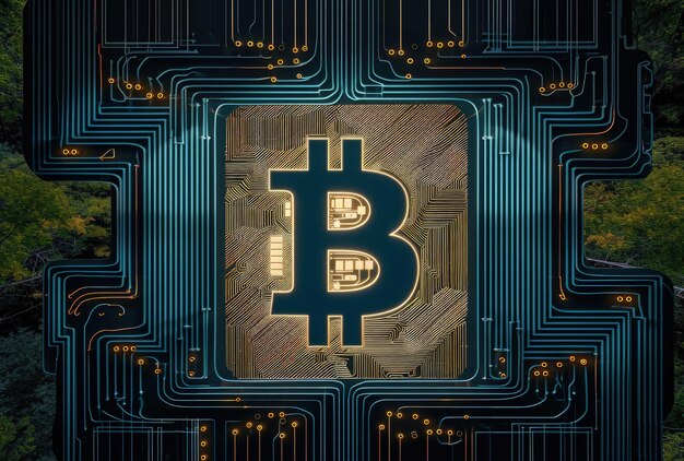 Bitcoin auf dem Computerschaltkreis