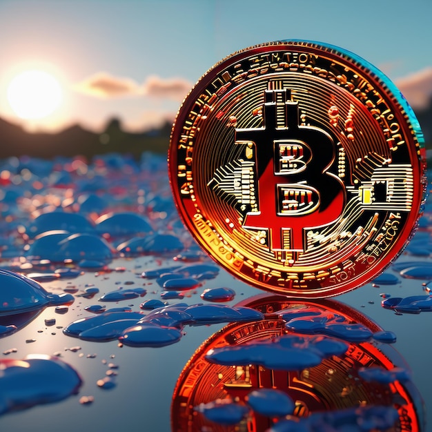 Bitcoin auf Puddle of Water