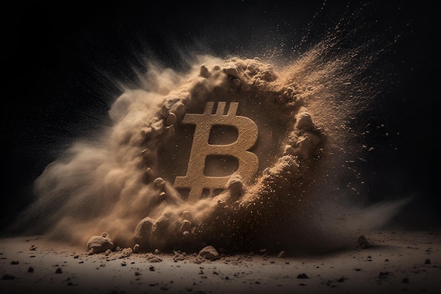 Bitcoin aus Staub 3D-Hintergrund