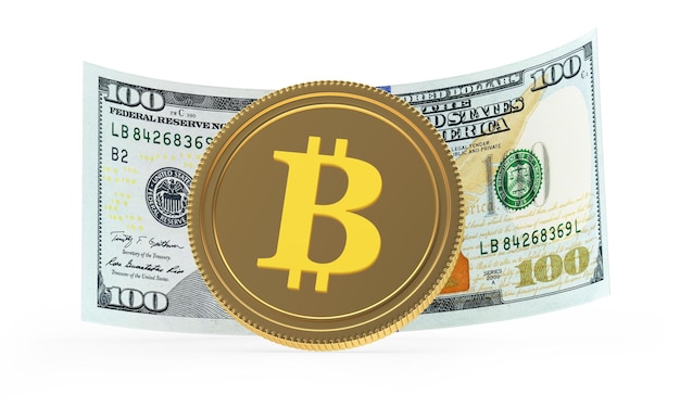 Bitcoin en billete de un dólar