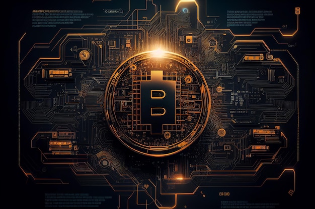 Bitcoin blockchain moeda criptografada troca de dinheiro digital símbolo de tecnologia Generative AI