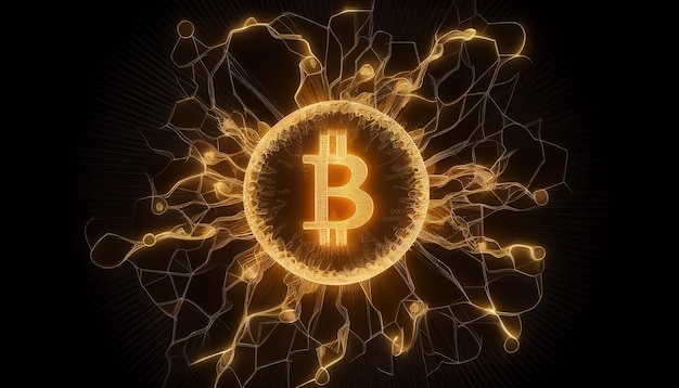 Bitcoin blockchain moeda criptográfica troca de dinheiro digital Símbolo de tecnologia Generativo AIx9xA