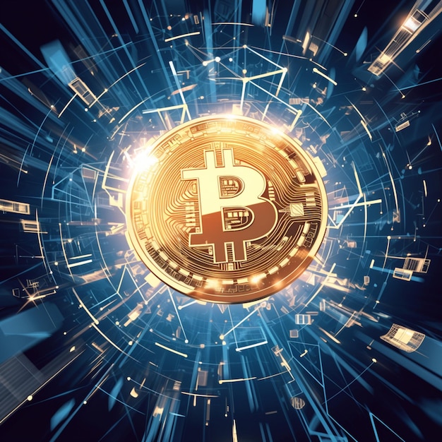 Foto bitcoin-blockchain-technologie-konzept kryptowährung-innovation zukunfts-finanzsystem vertical m