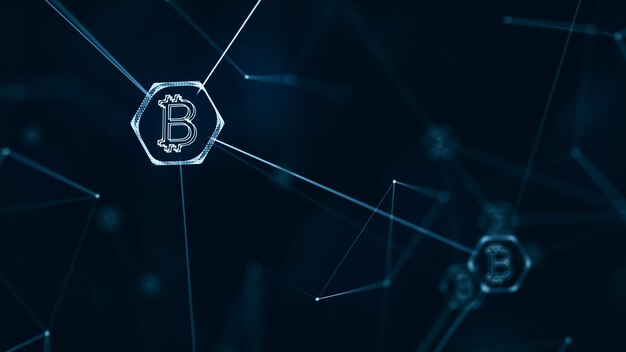 Bitcoin y la cadena de bloques criptomoneda concepto de dinero.