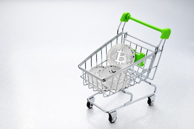 Bitcoin en el carrito de compras