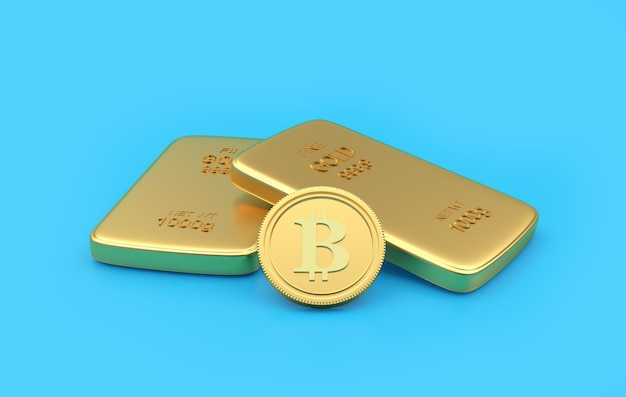 Bitcoin com barras de ouro