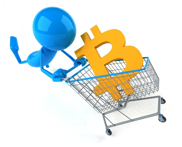 Bitcoin compras - ilustração 3d