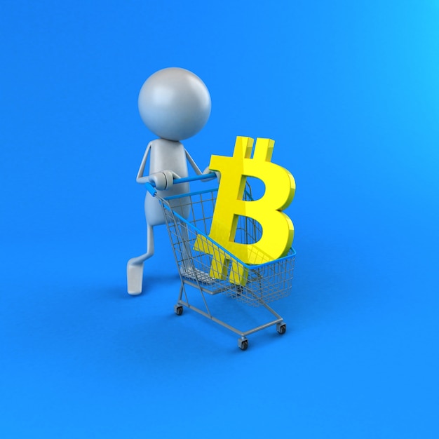 Foto bitcoin compras - ilustração 3d