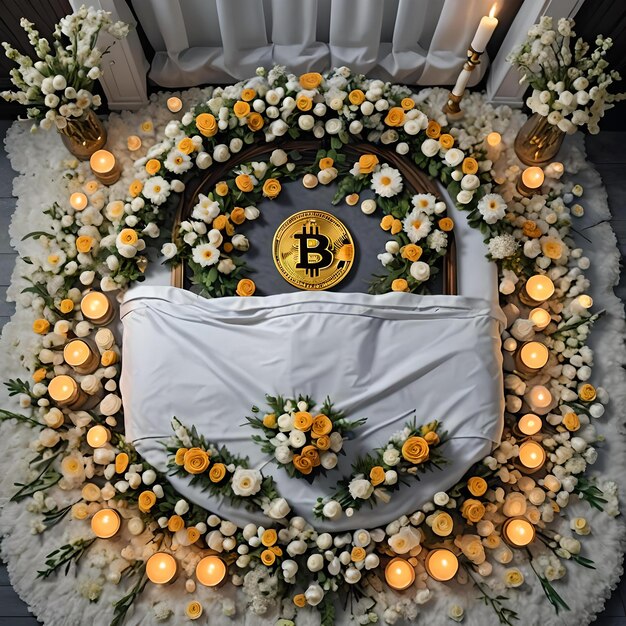 Bitcoin conceito de funeral criptomoeda declínio