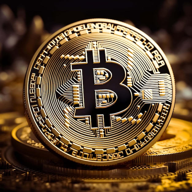 Bitcoin criptomoneda dinero digital moneda de oro imagen generada por IA