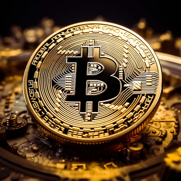 Bitcoin cryptocurrency dinero digital golden bitcoin símbolo Monedas AI imagen generada