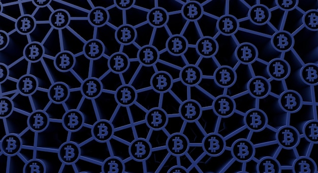 Foto bitcoin cryptocurrency símbolo blockchain tecnología fondo d representación