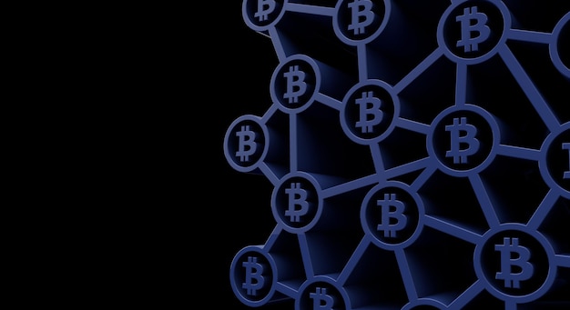 Foto bitcoin cryptocurrency símbolo blockchain tecnología fondo d representación