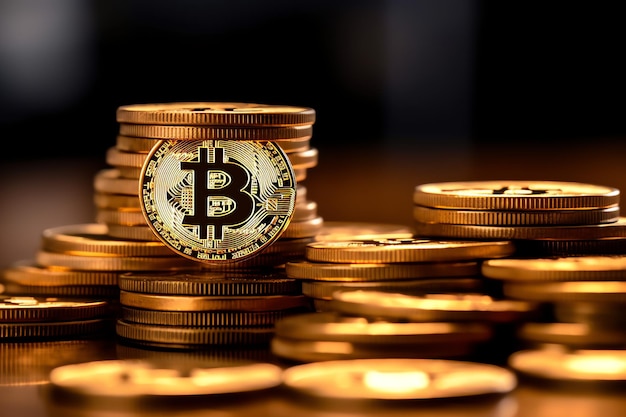 Bitcoin dourado criptomoeda digital dinheiro futurista Tecnologia negócio conceito de comércio na Internet