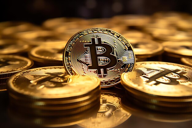 Bitcoin dourado criptomoeda digital dinheiro futurista Tecnologia negócio conceito de comércio na Internet