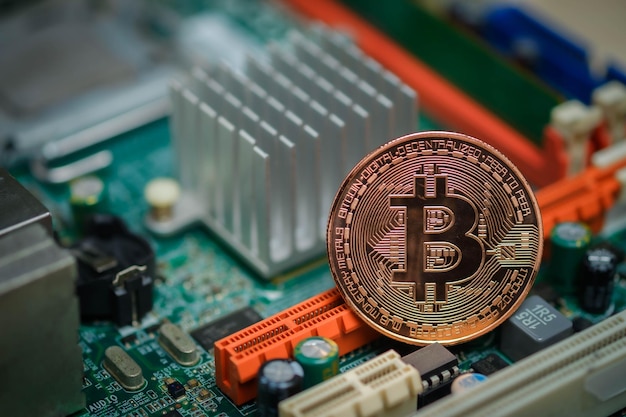 Bitcoin e circuito integrado no conceito de fundo de finanças e tecnologia