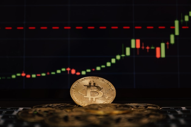 Bitcoin e gráfico de fundo O risco pode acontecer no investimento ou negociação em inovação de criptomoeda