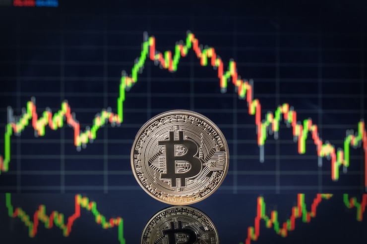 Foto bitcoin e gráfico de mercado