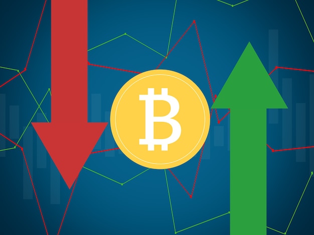 Bitcoin em métricas multicoloridas e gráficos em planos de fundo multicoloridos e mapa-múndi