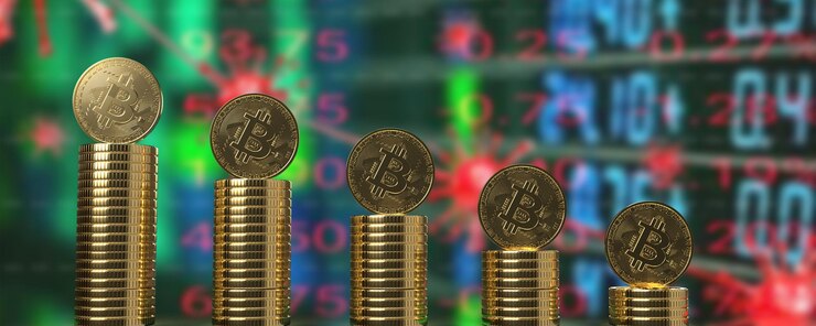 Foto bitcoin ethereum dogecoin shiba inu moneda impacto riesgo cocid19 omicron delta corona virus enfermedad negocio economía empresa oficina restaurante financiero marketing trabajo carrera empleado3d render