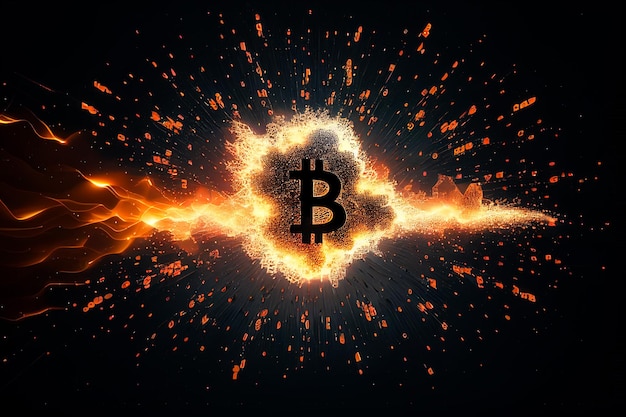 Bitcoin explosivo es una criptomoneda que explota y se destruye como una explosión de bomba IA generativa