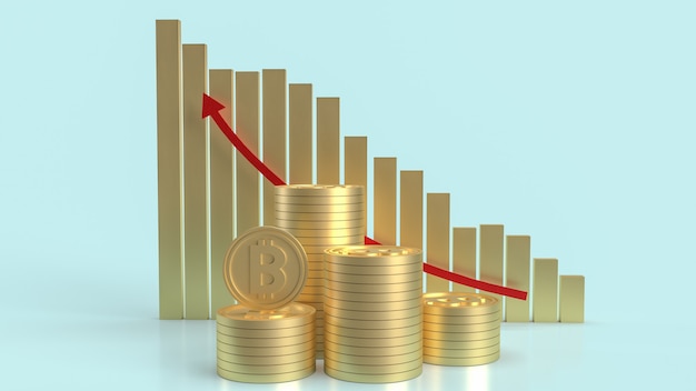 El bitcoin y la flecha del gráfico hacia arriba