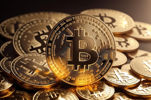 Bitcoin-Goldmünze, digitale Währung, Finanzmarkt-Crash-Kryptowährung