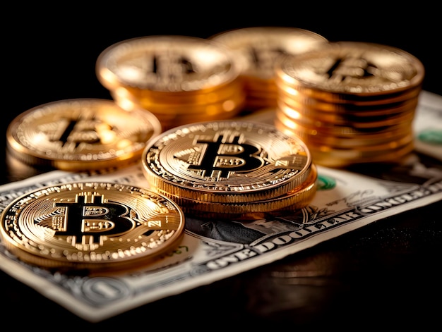 Bitcoin-Goldmünzen auf US-Dollar generative ai