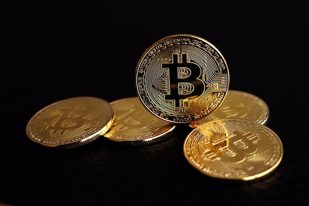 Bitcoin Goldmünzen. Kryptowährungskonzept.