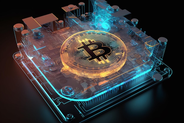 Bitcoin holográfico El futuro de la convergencia de la moneda y la tecnología Obra de arte generada por IA