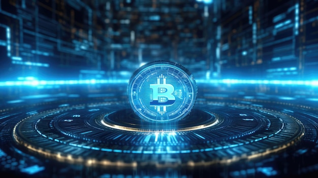 Bitcoin holograma blockchain cripto moneda digital