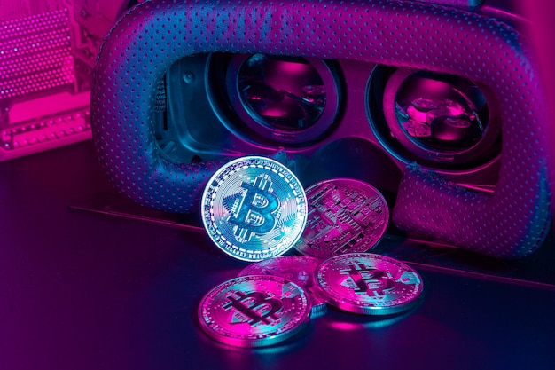 Bitcoin im VR-Gerät der virtuellen Realität