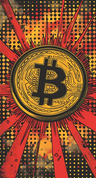 Foto bitcoin integriert in ein comic-book-stil illustrat symbol illustration kryptowährung hintergrund