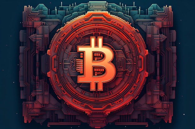 Bitcoin-Kryptowährungslogo auf schwarzem Hintergrund BTC goldenen Konzept